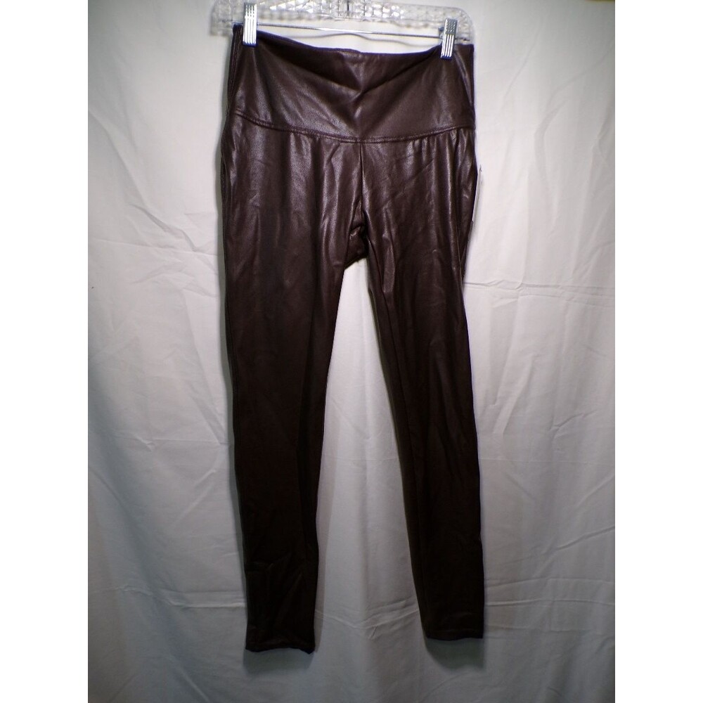 Time and Tru Women's Faux Leather Leggings High Rise Skinny Brown M